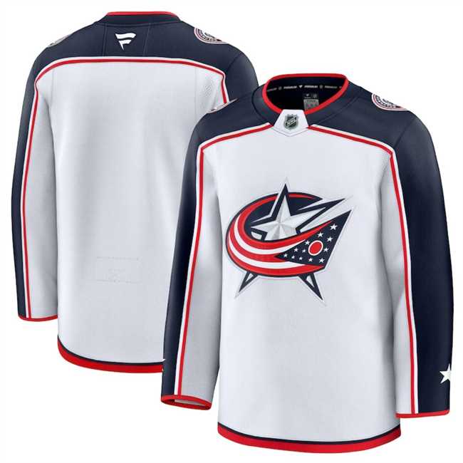 Mens Columbus Blue Jackets Blank White 2024-25 Away Stitched Hockey Jersey Dzhi->blue jackets->NHL Jersey